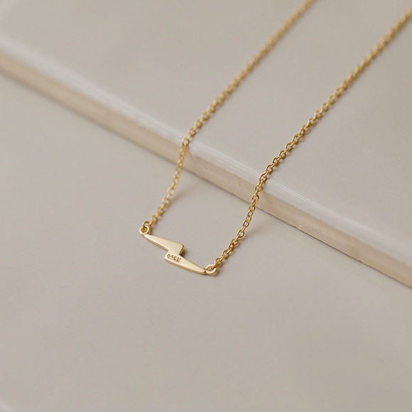 Petite Lightning Bolt Necklace | 14k Gold Plated - Picture 2 of 5